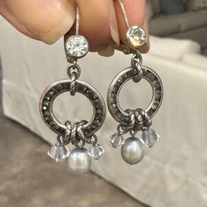 Vintage Elegant Silver and Pearl Drop Earrings
